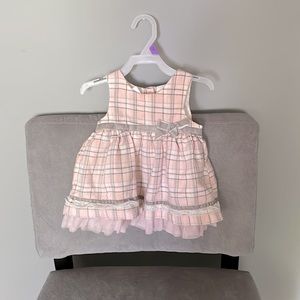 6-9 mos baby girl pink plaid dress